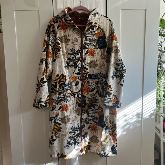 Floral Hooded Women's Coat - Picture 3 of 12